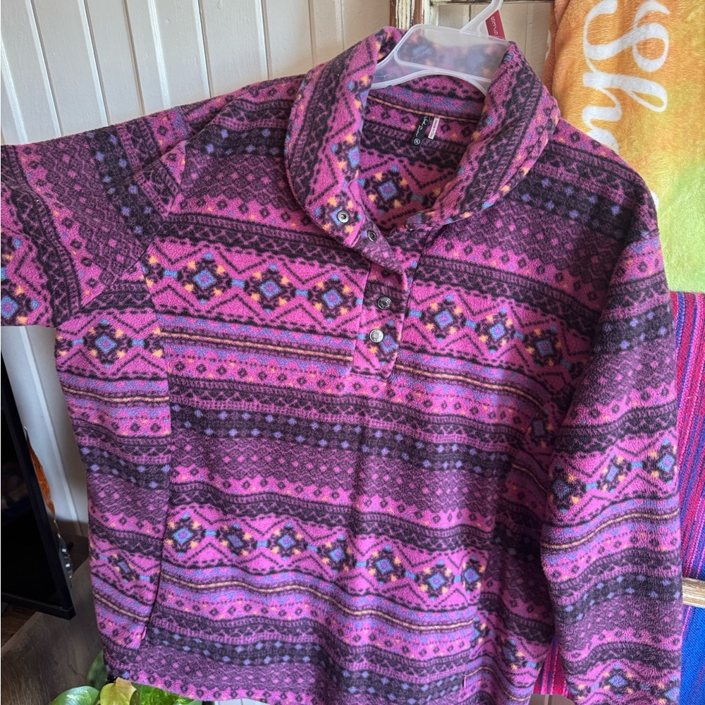 Pink And Purple Patterned Pullover - image 1